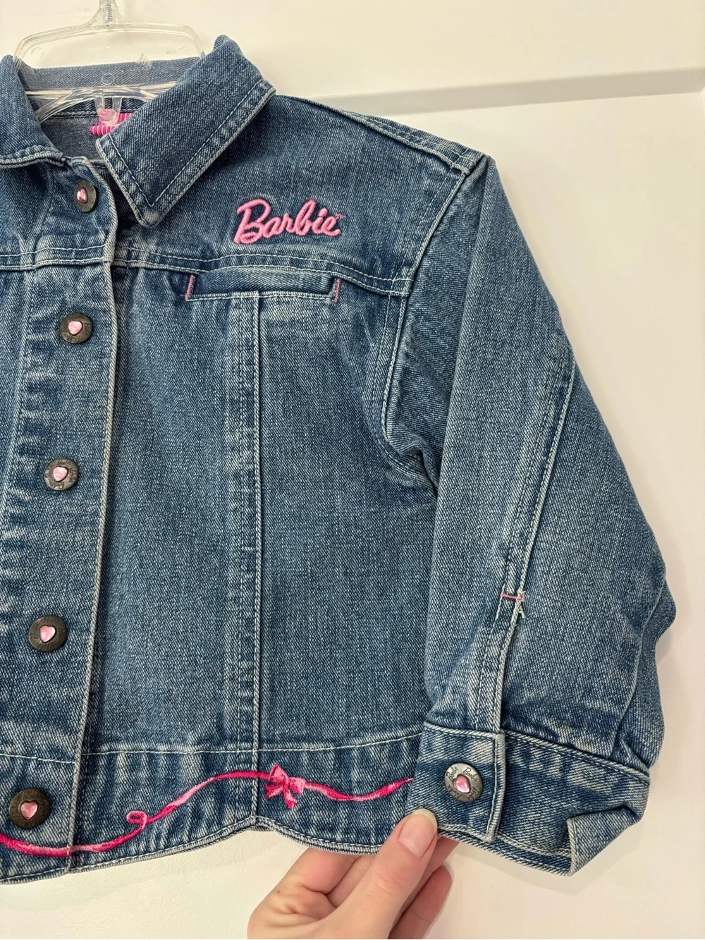 Vintage 1997 Mattel Barbie Embroidered Denim Jean Jacket 4T